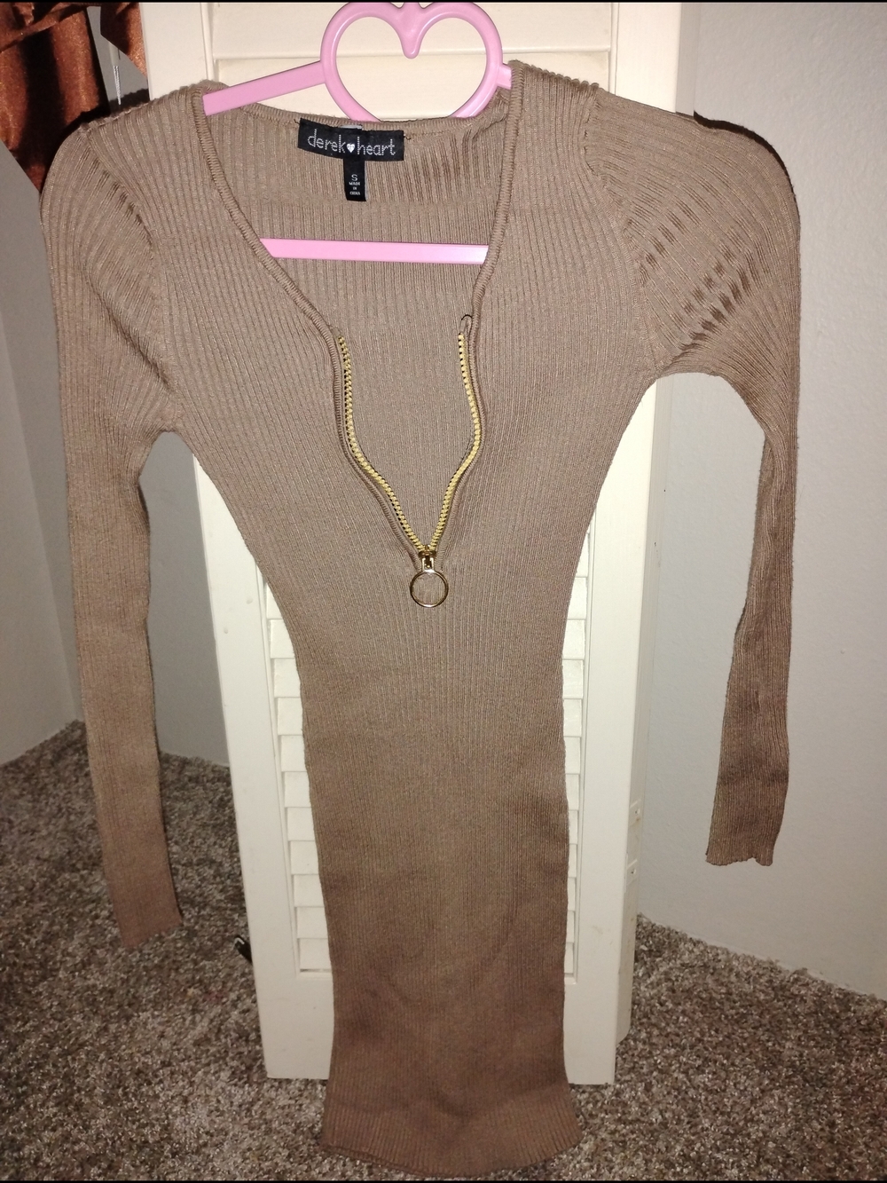 Ribbed Long-Sleeve Zip Dress